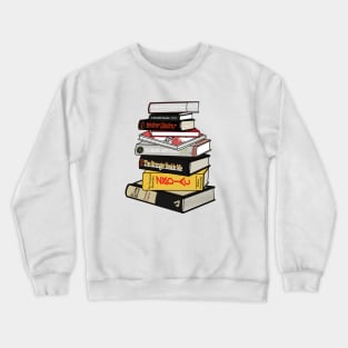 True Crime Book Pile Art Crewneck Sweatshirt